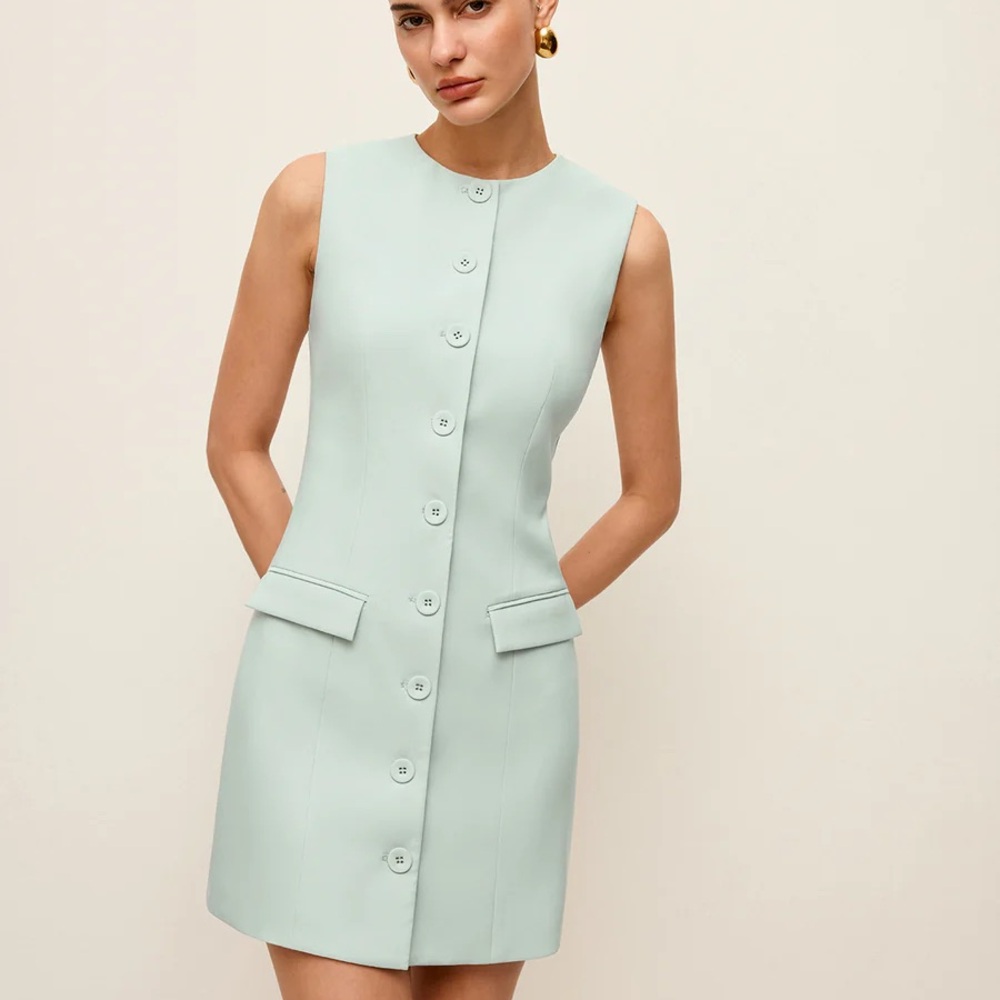 Commense Mint Button-Front Mini Dress
